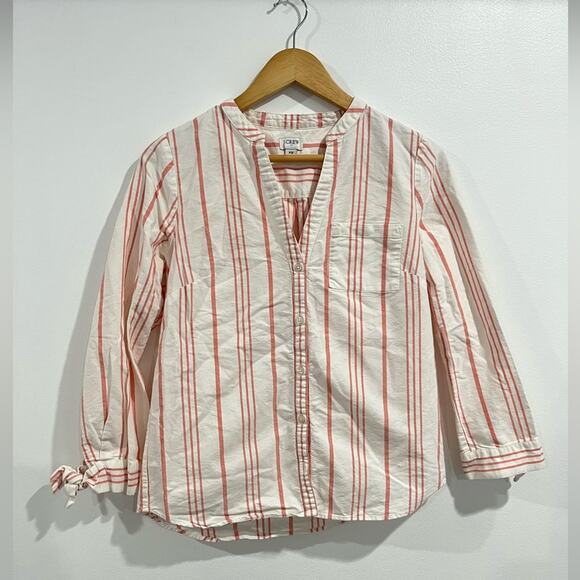 J. Crew Tops - J. Crew Button-up Striped Cotton Blouse XS